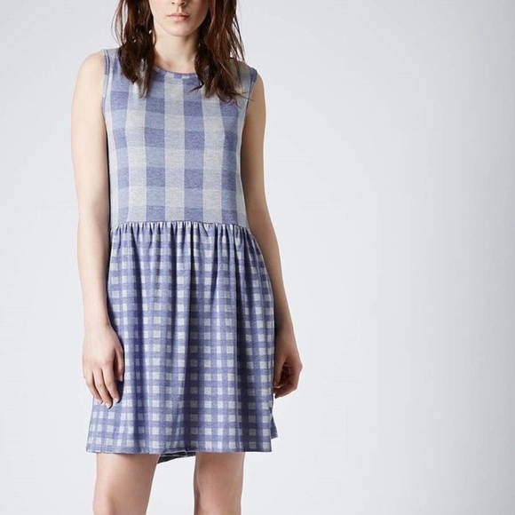 Topshop Dresses & Skirts - Topshop blue/gray plaid dress size 4